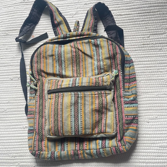 Boho Cotton Full-Sized  Handwoven Cotton Gheri Backpack